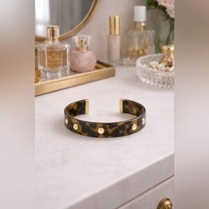 Langston Faux Tortoise Shell Cuff w/Gold Plated Studs & Ends 🤎🧡✨